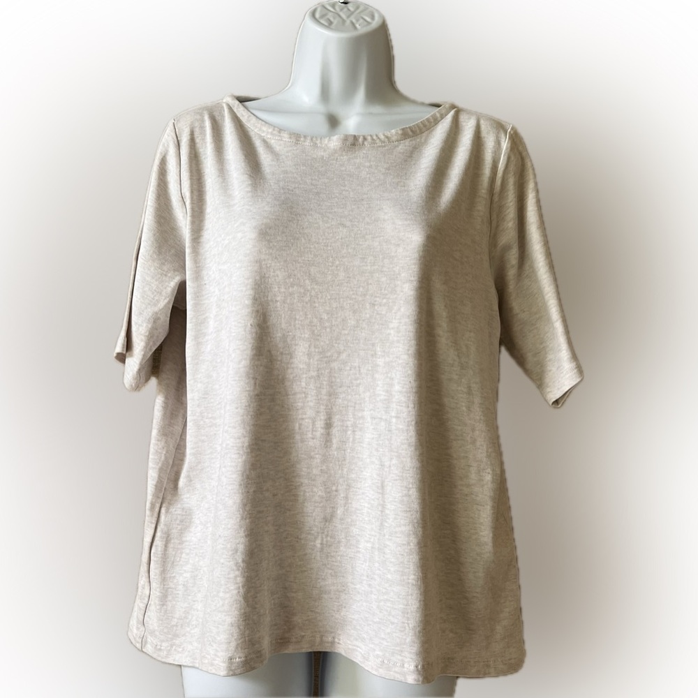 J. Jill simply supima elbow sleeve tee boatneck supima cotton M gray nice!